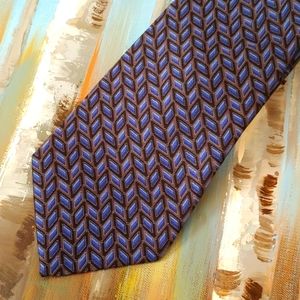 USA Made Stafford Silk Tie, Blue Geometric